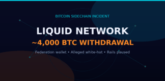 Liquid Network ~4,000 BTC federation wallet withdrawal — Jamoraquai