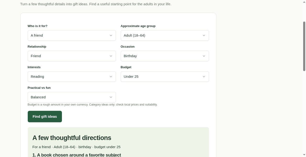 Gift Finder on Hunyango
