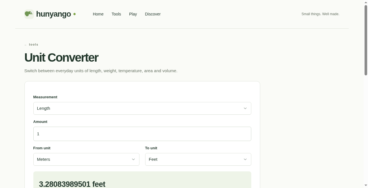 Unit Converter on Hunyango