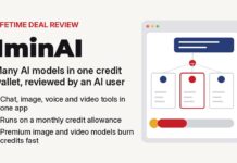 1minAI Lifetime Deal Review of the Models, Workflows and Credit Costs 1minAI lifetime deal review illustration of a chat window routing one prompt to several AI model cards with a credit meter