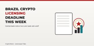 Jamoraquai crypto news graphic for Brazil BCB 520 Oct 30 licensing deadline