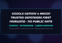 Google Announces Gemini 4 Argon — Flagship Model Limited to Trusted Cyber Defenders First Abstract dark navy Jamoraquai news graphic reading Google Gemini 4 Argon — flagship limited to trusted cyber defenders first; no logos or likenesses.