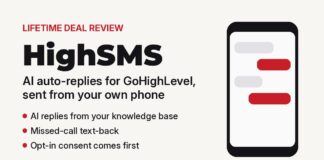 HighSMS Lifetime Deal Review: AI Auto-Reply Texting for GoHighLevel, From Your Own Phone HighSMS lifetime deal review illustration of a phone with text message bubbles
