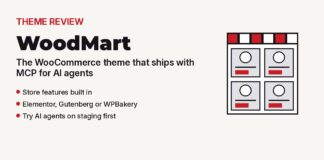 WoodMart review illustration of a WooCommerce storefront with product cards